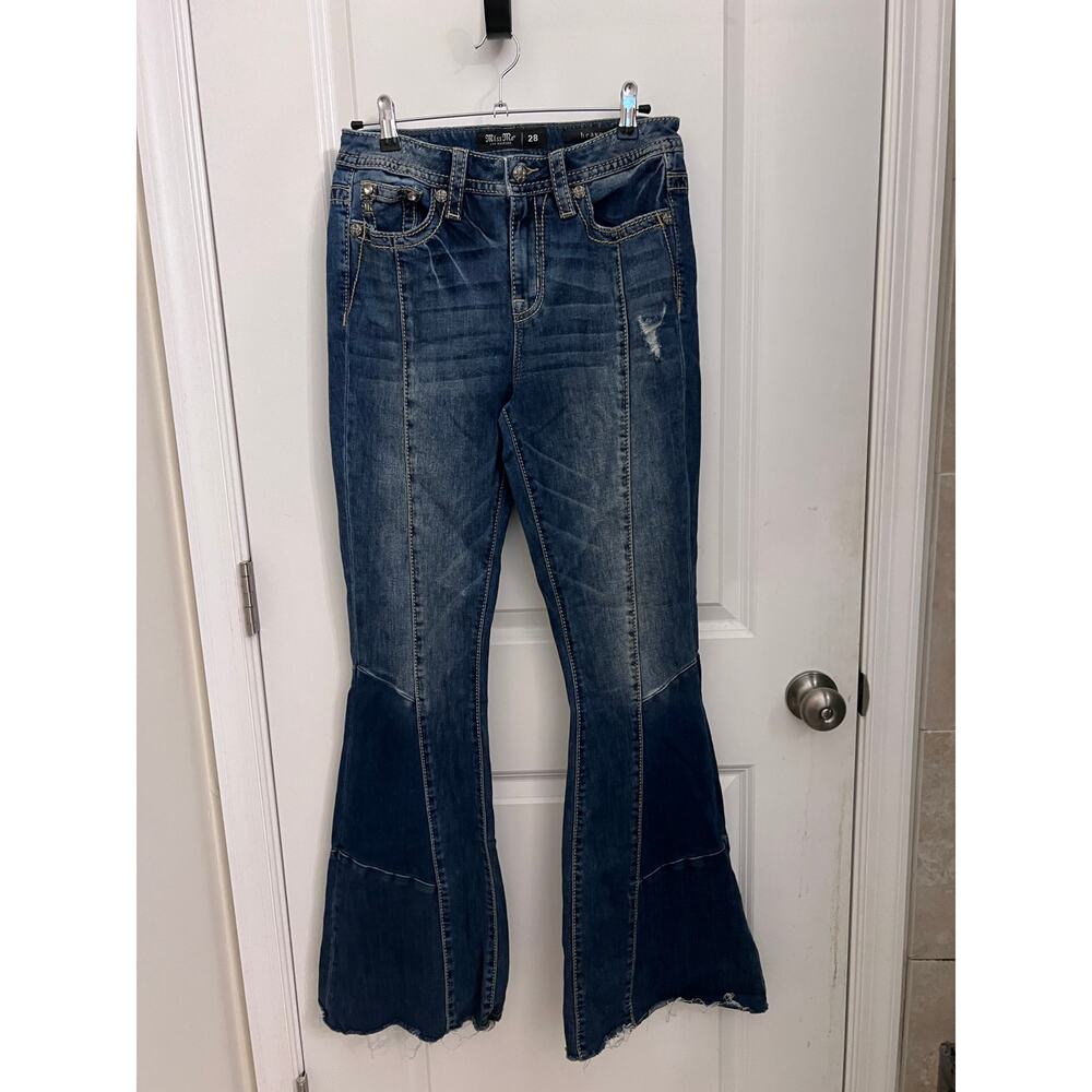 Miss Me Women's High Rise Flare Patchwork Heaven Jeans 28 Cowgirl Western Hippie